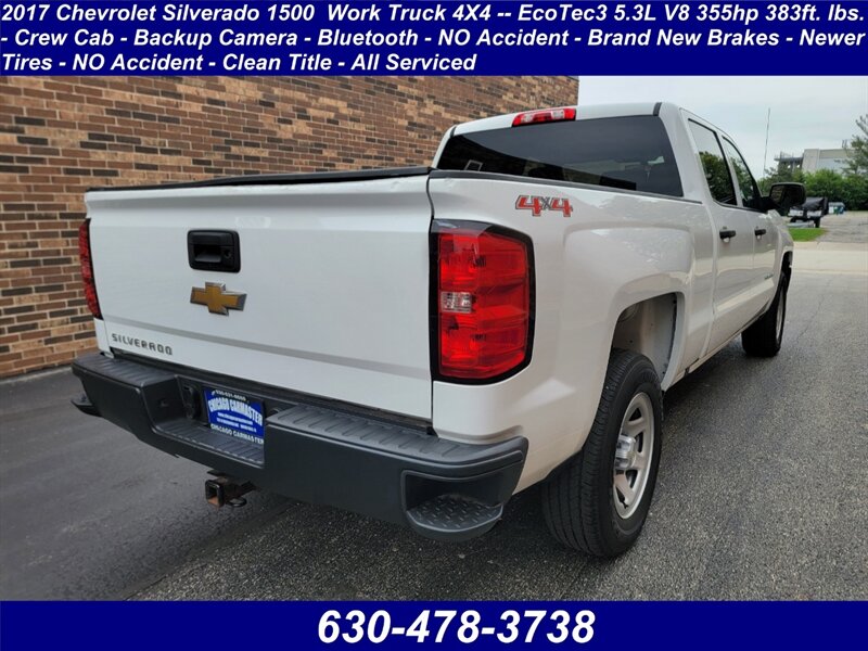 2017 Chevrolet Silverado 1500 Work Truck  4X4 --  5.3L V8 355hp -- Crew Cab -  Backup Camera - Bluetooth - NO Accident - Clean Title - All Serviced