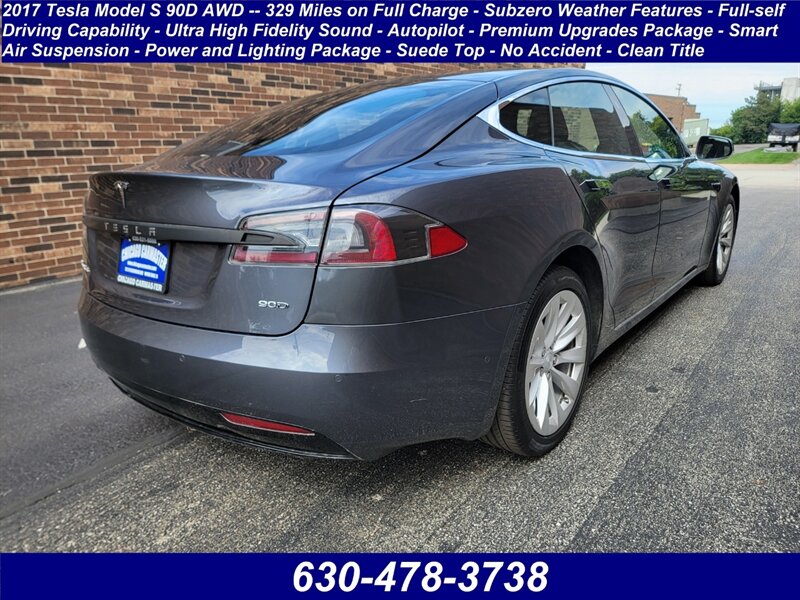 2017 Tesla Model S 90D AWD -- 329 Miles on Full Charge -  Subzero Weather Features - Full-self Driving Capability - Ultra High Fidelity Sound - Autopilot - Premium Upgrades Package - Smart Air Suspension - Power and Lighting Package - Suede Top - Clean Title