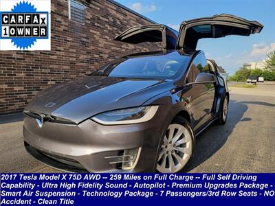2017 Tesla Model X 75D AWD -- 3rd Row Seat - 7 Passengers  -- Full-self Driving Computer - Ultra High Fidelity Sound - Autopilot - Premium Upgrades Package - Smart Air Suspension - Technology Package - NO Accident - Clean Title - Photo 1 - Wood Dale, IL 60191