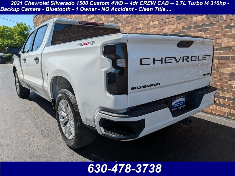 2021 Chevrolet Silverado 1500 Custom 4WD -- 4dr CREW CAB -- 2.7L Turbo I4 310hp  - Backup Camera - Bluetooth - 1 Owner - NO Accident - Clean Title