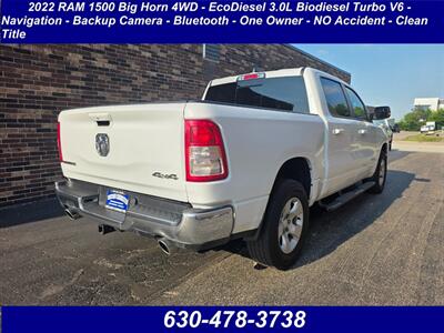 2022 RAM 1500 Big Horn 4WD - EcoDiesel 3.0L Biodiesel Turbo V6 Navigation - Backup Camera - Bluetooth - One Owner - NO Accident - Clean Title - Photo 2 - Wood Dale, IL 60191