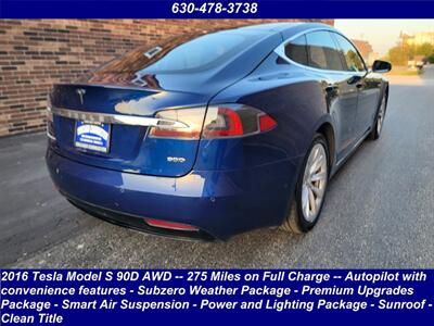 2016 Tesla Model S 90D AWD -- 275 Miles on Full Charge --  Autopilot - Subzero Weather Package - Premium Upgrades Package - Smart Air Suspension - Power and Lighting Package - Sunroof - Photo 2 - Wood Dale, IL 60191