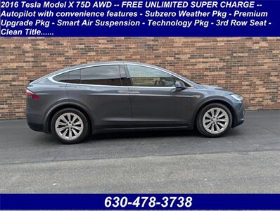 2016 Tesla Model X 75D AWD -- FREE UNLIMITED SUPER CHARGE --  Autopilot - Subzero Weather Pkg - Premium Upgrade Pkg - Smart Air Suspension - Technology Pkg - 3rd Row Seat - Clean Title - Photo 7 - Wood Dale, IL 60191