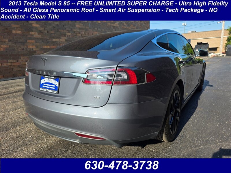 2013 Tesla Model S 85  -- FREE UNLIMITED SUPER CHARGE -  Ultra High Fidelity Sound - All Glass Panoramic Roof - Smart Air Suspension - Tech Package - NO Accident - Clean Title
