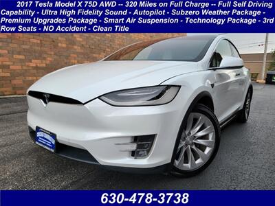 2017 Tesla Model X 75D AWD -- 3rd Row Seat  - Full-self Driving Computer - Ultra High Fidelity Sound - Autopilot - Subzero Weather Package - Premium Upgrades Package - Smart Air Suspension - Technology Package - NO Accident - Clean Title - Photo 2 - Wood Dale, IL 60191