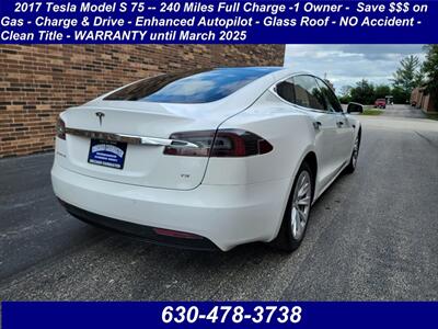 2017 Tesla Model S 75 -- 240 Miles Full Charge - Save $$$ on Gas -  Charge & Drive - 1 Owner - Glass Roof - FACTORY WARRANTY until March 2025 - Photo 2 - Wood Dale, IL 60191