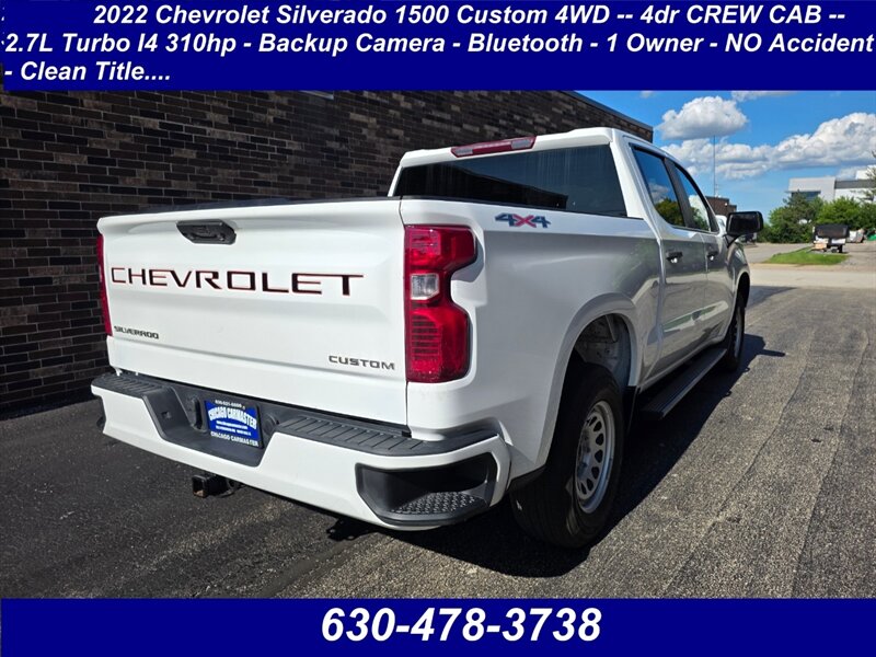 2022 Chevrolet Silverado 1500 Custom 4WD -- 4dr CREW CAB -- 2.7L Turbo I4 310hp  - Backup Camera - Bluetooth - 1 Owner - NO Accident - Clean Title