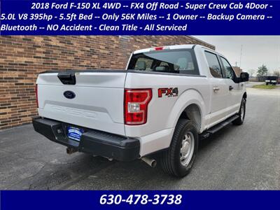 2018 Ford F-150 XL  4WD -- Super Crew Cab 4Door - Only 65K Miles  - 5.0L V8 395hp - 5.5ft Bed - 1 Owner - Backup Camera - Bluetooth - Clean Title - All Serviced... - Photo 2 - Wood Dale, IL 60191