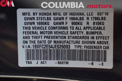 2018 Honda Civic LX 4rd Sedan**BY APPOINTMENT ONLY**6-Speed Manual! Back-Up Camera! Brake Assist! Hill Hold Control and Electric Parking Brake! Cruise Control w/Steering Wheel Controls! Bluetooth! - Photo 30 - Portland, OR 97266
