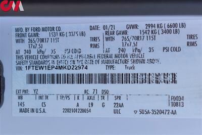 2021 Ford F-150 XL 4X4 4dr SuperCrew 5.5 ft. SB! Back Up Camera! Parking Assist! Tow Pkg! Apple CarPlay! Android Auto! Leer Canopy! Ladder Rack! All Weather Mats! - Photo 32 - Portland, OR 97266