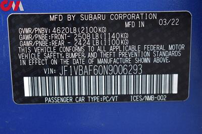 2022 Subaru WRX Premium AWD 4dr Sedan! 6 Speed Manual! Back Up Camera! Apple Carplay! Android Auto! Heated Seats! All Weather Floor Mats! - Photo 28 - Portland, OR 97266