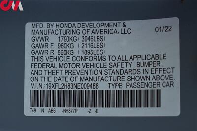 2022 Honda Civic Sport 4dr Hatchback CVT! Back Up Camera! Collision Mitigation Sensors! Adaptive Cruise Control! Driver Monitoring-Alert! Bluetooth! Sport & Econ Drive Modes! - Photo 28 - Portland, OR 97266