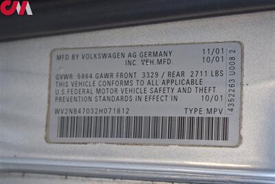 2002 Volkswagen EuroVan MV  3dr Mini-Van**BY APPOINTMENT ONLY** WESTFALIA Pop-Top Roof Camper! Dinette Layout! Fold out Table! Folding Bench Bed! Heated Seats! - Photo 33 - Portland, OR 97266