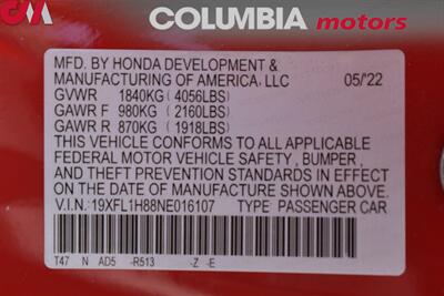 2022 Honda Civic Sport Touring  4dr Hatchback CVT! 30 City MPG! 37 Hwy MPG! Back Up Cam! Blind Spot Monitor! Parking Assist! Bluetooth! Econ & Sport Drive Modes! Navi! Heated Leather Seats! Bose Sound! - Photo 32 - Portland, OR 97266
