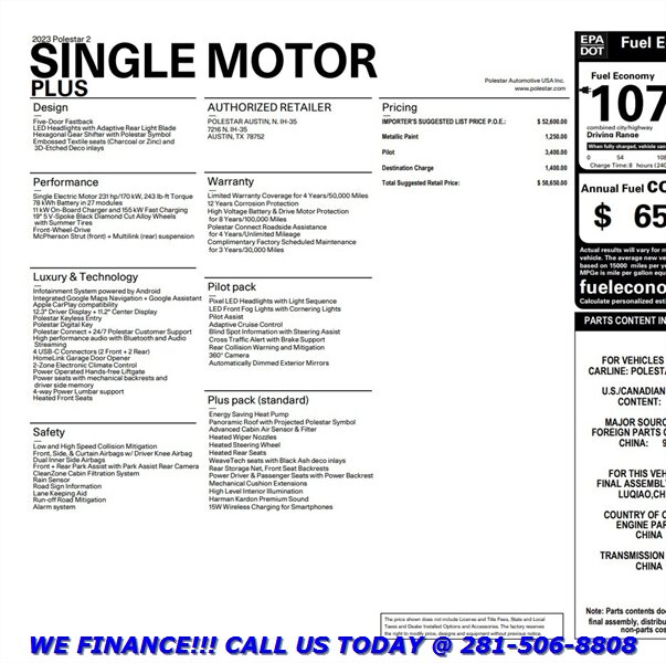 2023 Polestar 2 2023 Long Range NAV PANO ADAPTcruise PILOT 26K MLS - Photo 32 - Houston, TX 77031