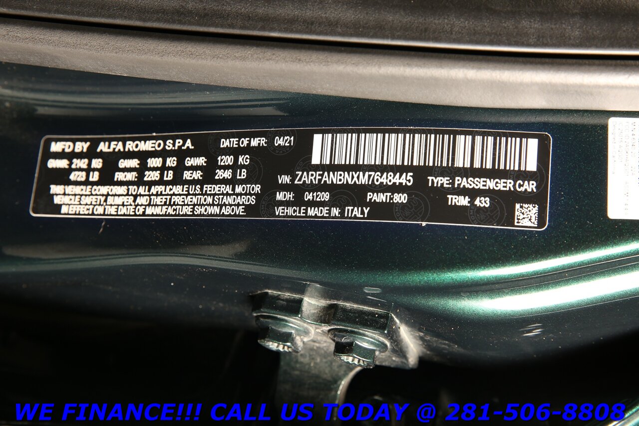 2021 Alfa Romeo Giulia 2021 Ti Q4 AWD NAV PANO ADAPT CRUISE BLIND 44K MLS   - Photo 29 - Houston, TX 77031