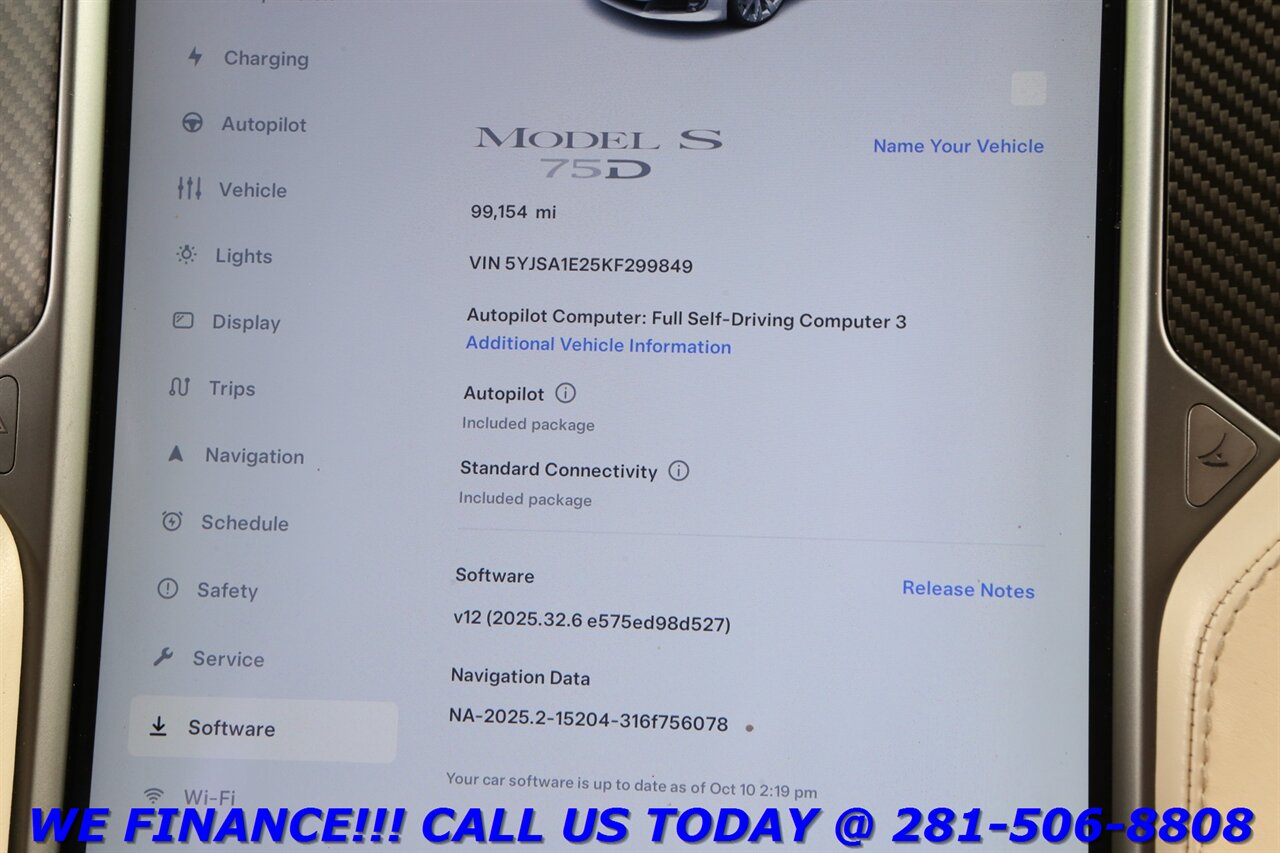 2019 Tesla Model S 2019 75D AWD FSD3 AUTOPILOT NAV PANO HEATSEAT CAM   - Photo 16 - Houston, TX 77031