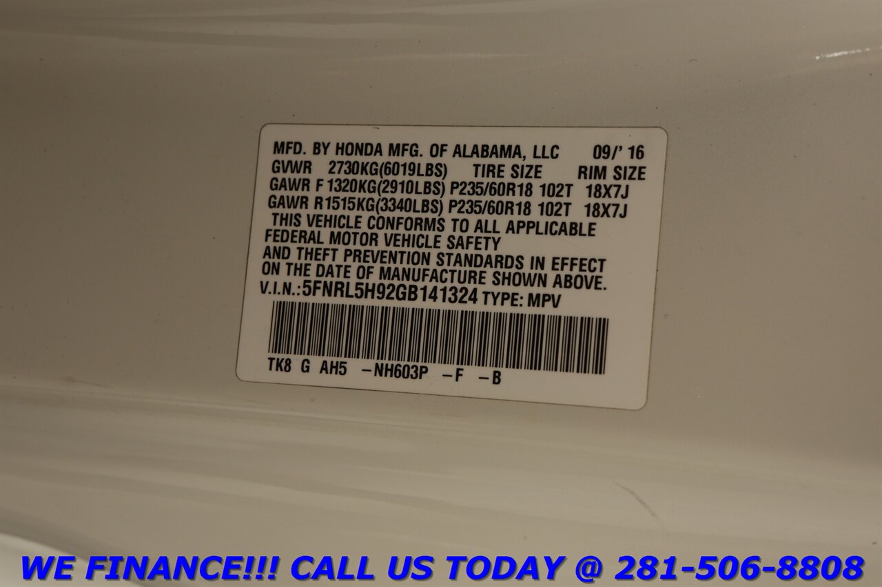 2016 Honda Odyssey 2016 Touring Elite NAV DVD SUN BLIND 8PASS CAMERA   - Photo 27 - Houston, TX 77031