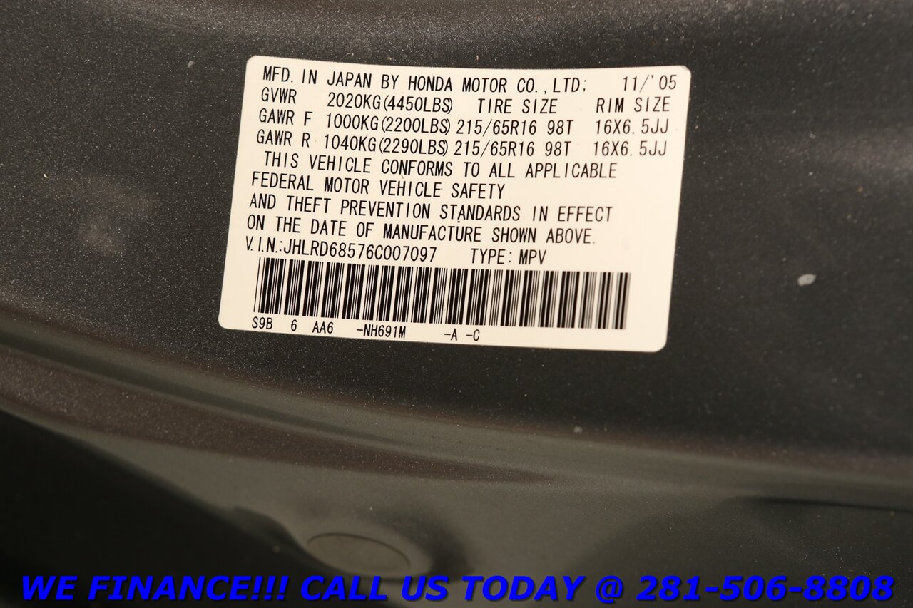 2006 Honda HONDA CRV LX PICNIC TABLE 16 "ALLOY ROOF RAILS 49K LOW MILES   - Photo 29 - Houston, TX 77031