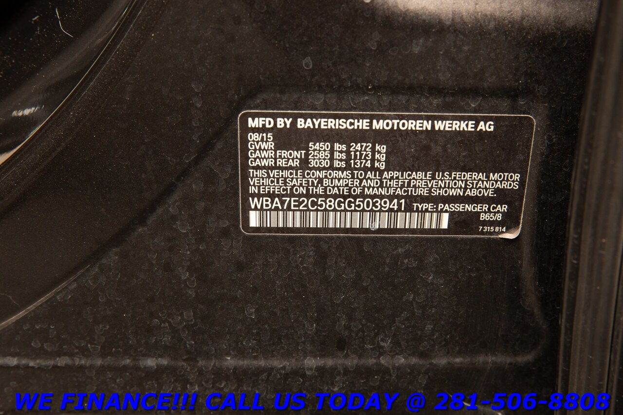 2016 BMW 2016 740i EXEC II PKG NAV HUD PANO ACTIVE CRUISE   - Photo 32 - Houston, TX 77031