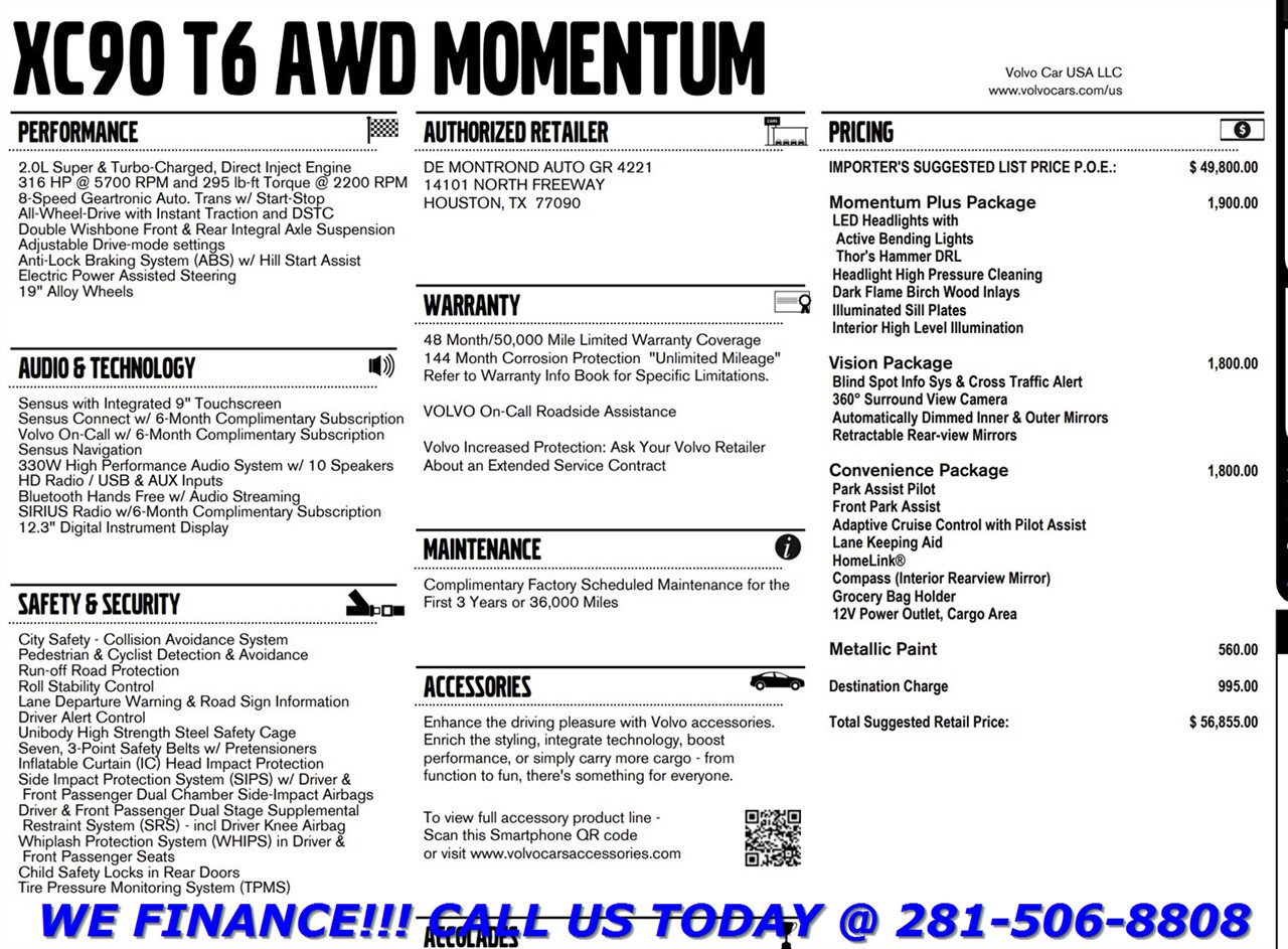 2016 Volvo XC90 2016 T6 Momentum AWD 7PASS NAV PANO HEATSEAT 36CAM   - Photo 3 - Houston, TX 77031