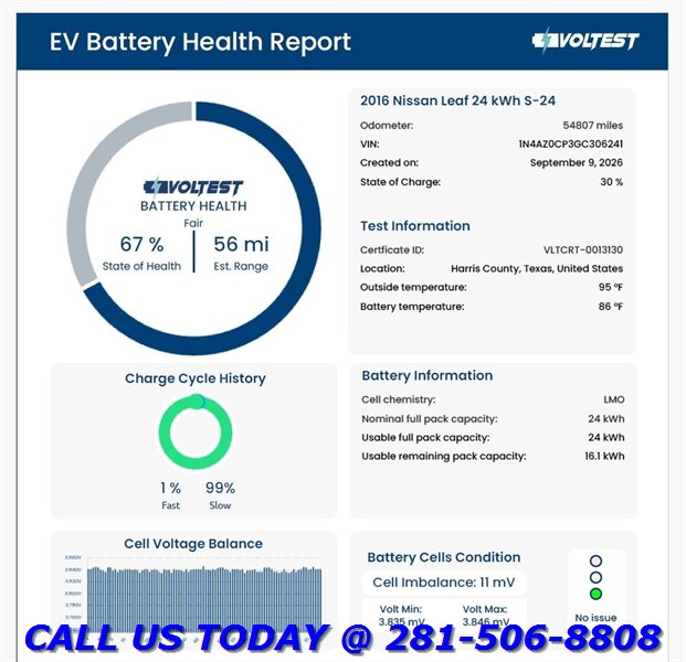 2016 Nissan LEAF 2016 S QUICK CHARGE HEATSEAT CAMERA KEYLESS 54K ML   - Photo 3 - Houston, TX 77031