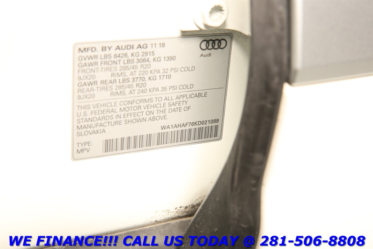 2019 Audi Q7 2019 Quattro Premium+ AWD NAV PANO 3ROW 59K MLS   - Photo 31 - Houston, TX 77031