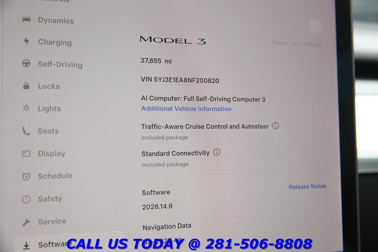 2022 Tesla Model 3 2022 FSD3 AUTOPILOT NAV PANO HEATSEAT CAM 37K Mi   - Photo 16 - Houston, TX 77031