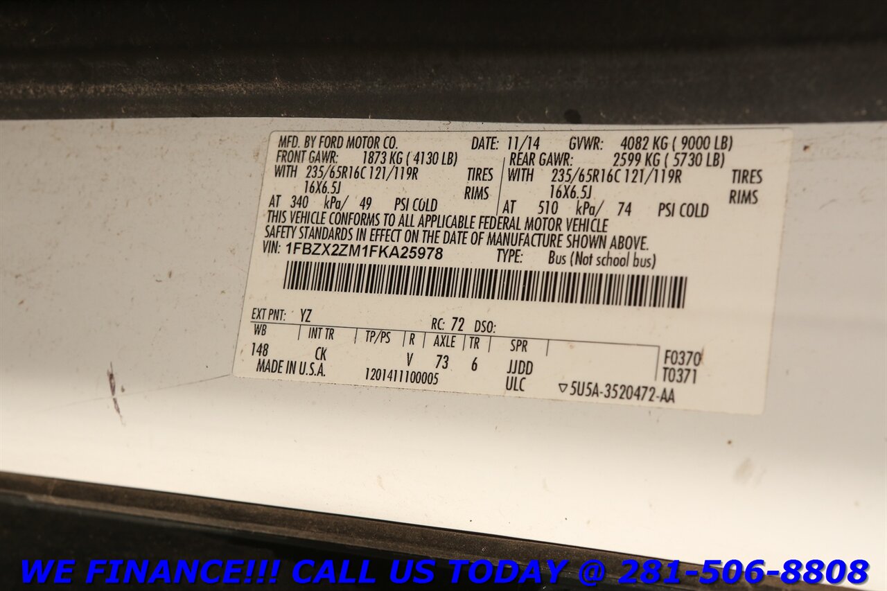2015 Ford Transit 2015 350 XLT 15PASS 3.7L CRUISE PWR WINDOWS 47K - Photo 27 - Houston, TX 77031