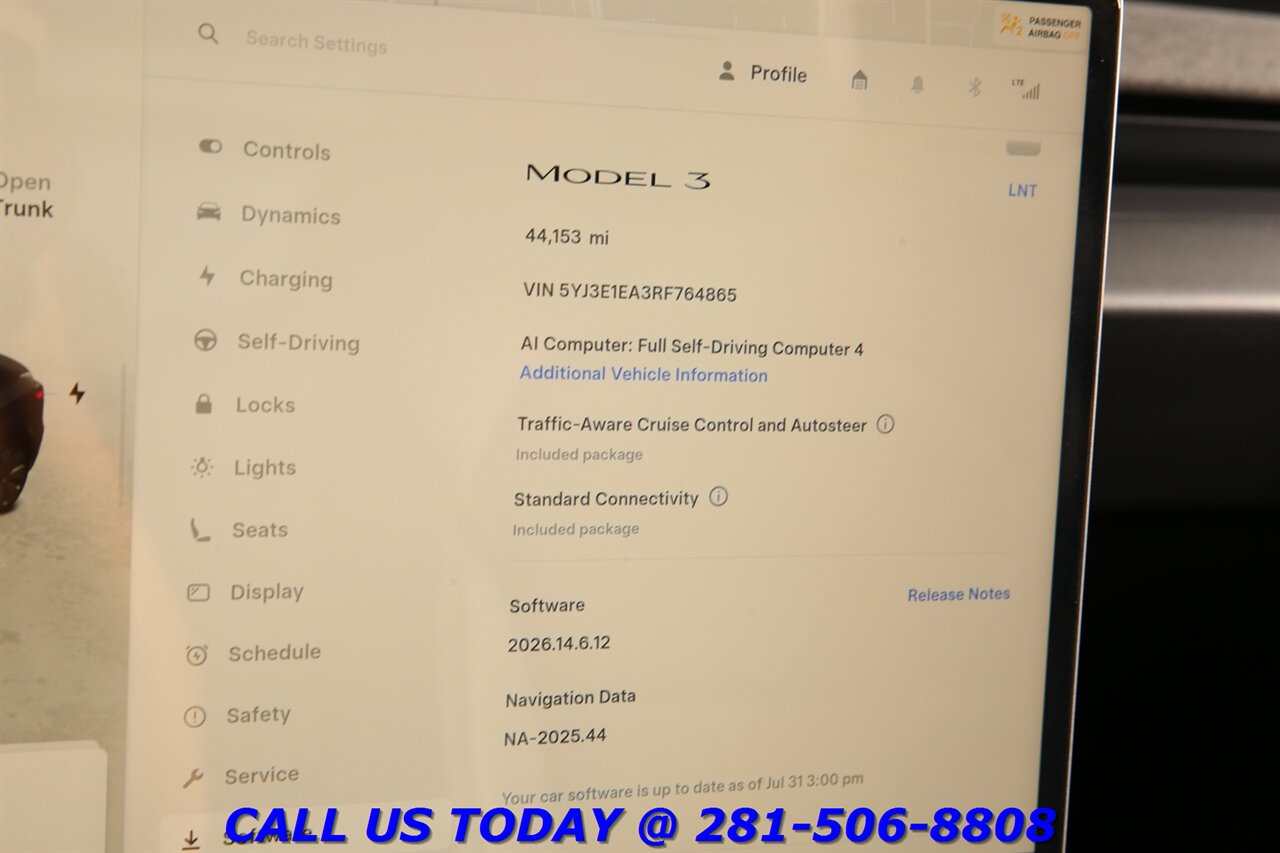 2024 Tesla Model 3 2024 FSD4 Ai AUTOPILOT NAV PANOROOF WARRANTY LETHR - Photo 14 - Houston, TX 77031