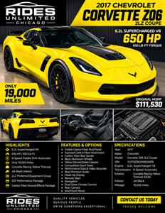 2017 Chevrolet Corvette Z06 111K WINDOW STICKER Z06 650HP - Photo 1 - Crest Hill, IL 60403