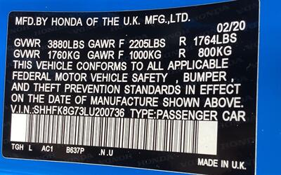 2020 Honda Civic Type R Touring - Photo 29 - Crest Hill, IL 60403