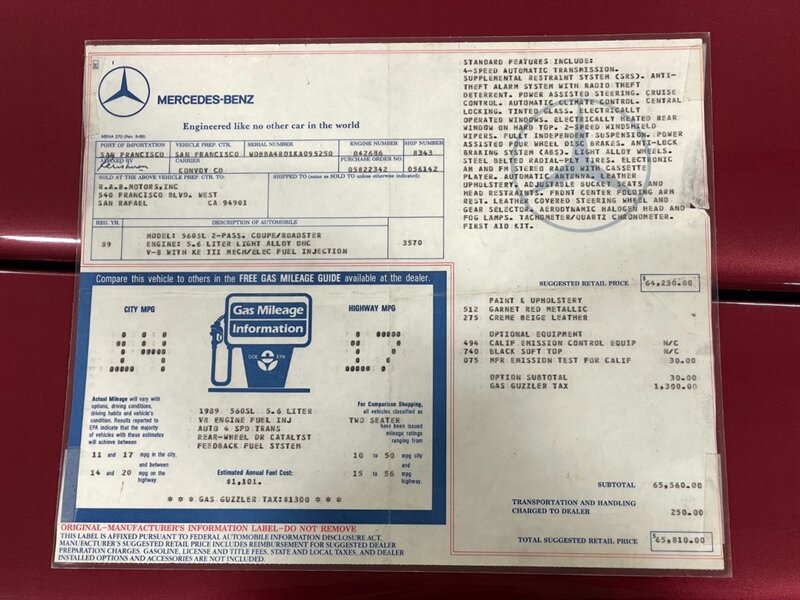 1989 Mercedes-Benz 560-Class 560 SL   - Photo 92 - Rockville, MD 20850