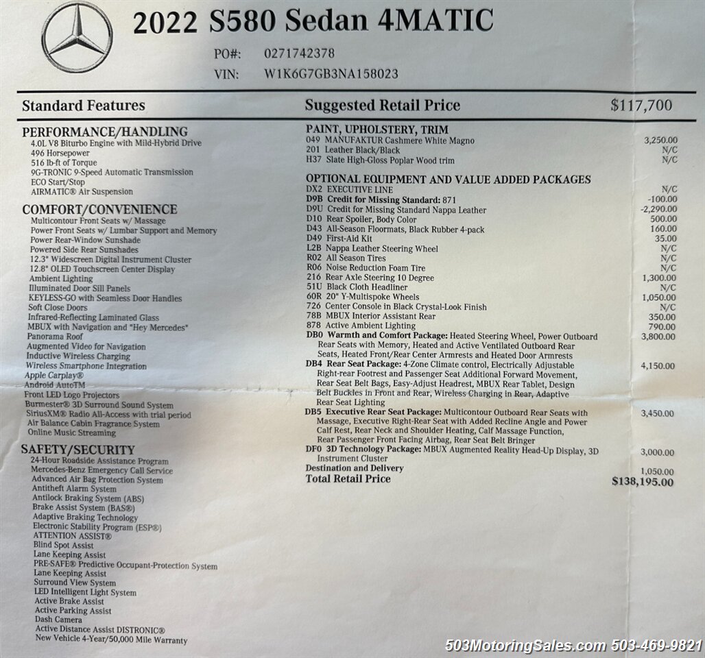 2022 Mercedes-Benz S 580 4MATIC   - Photo 12 - Beaverton, OR 97005