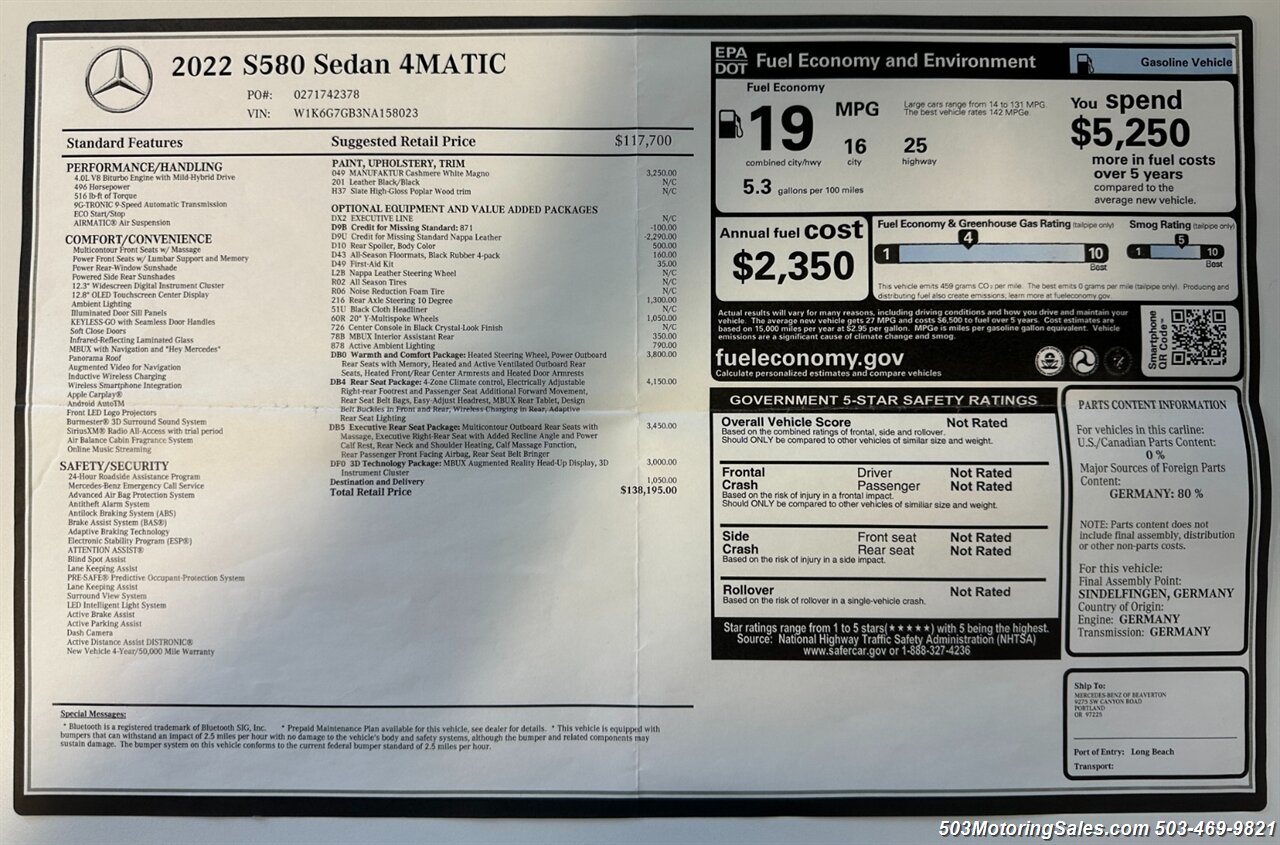 2022 Mercedes-Benz S 580 4MATIC   - Photo 116 - Beaverton, OR 97005