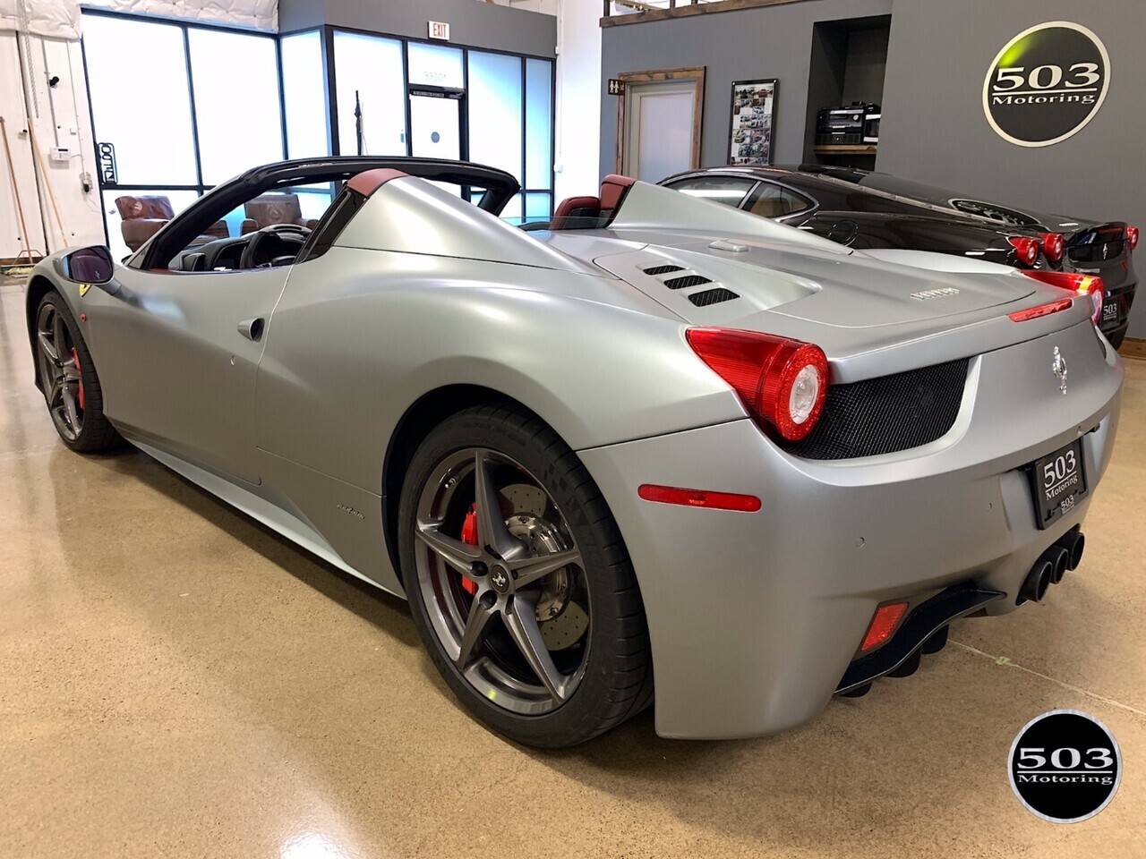 2015 Ferrari 458 Spider Grigio Titanio over Bordeaux/Nero w/ Satin Wrap   - Photo 46 - Beaverton, OR 97005