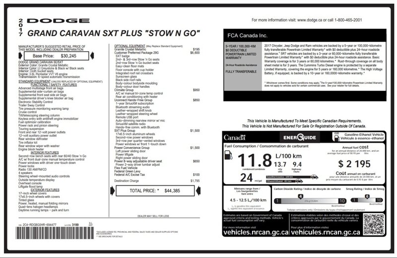 2017 Dodge Grand Caravan SXT PLUS "STOW N GO " - Photo 12 - Edmonton, AB T5L 2J7