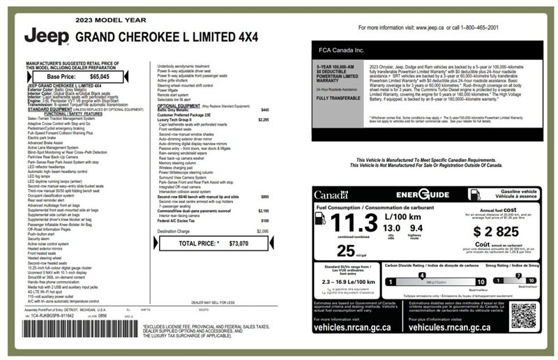 2023 Jeep Grand Cherokee L Limited 4x4 - Photo 18 - St Albert, AB T8N 3Z7