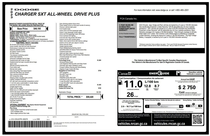 2023 Dodge Charger SXT Plus Blacktop Edition Sunroof AWD - Photo 16 - St Albert, AB T8N 3Z7