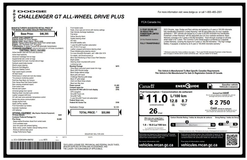 2023 Dodge Challenger GT Plus Blacktop Sunroof AWD - Photo 17 - Edmonton, AB T5L 2J7
