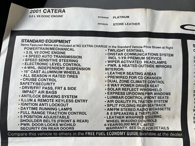 2001 Cadillac Catera LEATHER ROOF CHROME WHLS LUX PKG ORIG MSRP $35703   - Photo 5 - Houston, TX 77031