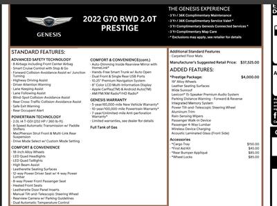 2022 Genesis G70 GENESIS 2.0T PRESTIGE ONLY 75K MILES MSRP $42935   - Photo 4 - Houston, TX 77031