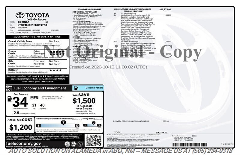 2021 Toyota Corolla SE  