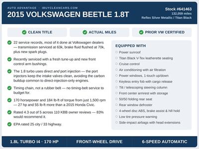 2015 Volkswagen Beetle 1.8T PZEV - Photo 2 - Escondido, CA 92025