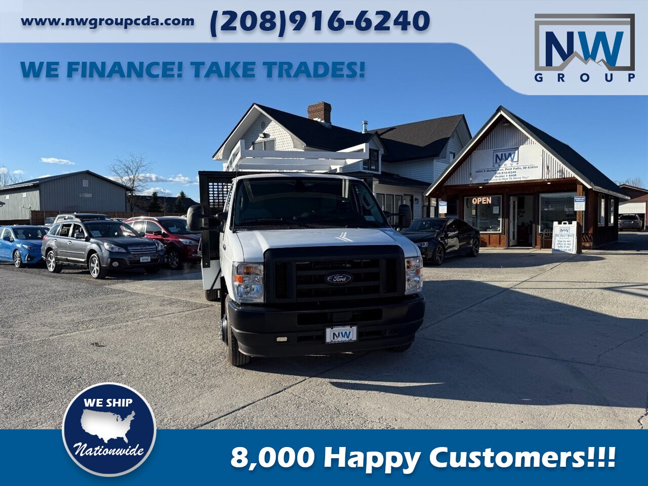 2022 Ford Commercial E450 14' CM Flat Bed. Brand New! 7.3L V8! Utility Rack with Back Up Camera, - Photo 2 - Post Falls, ID 83854