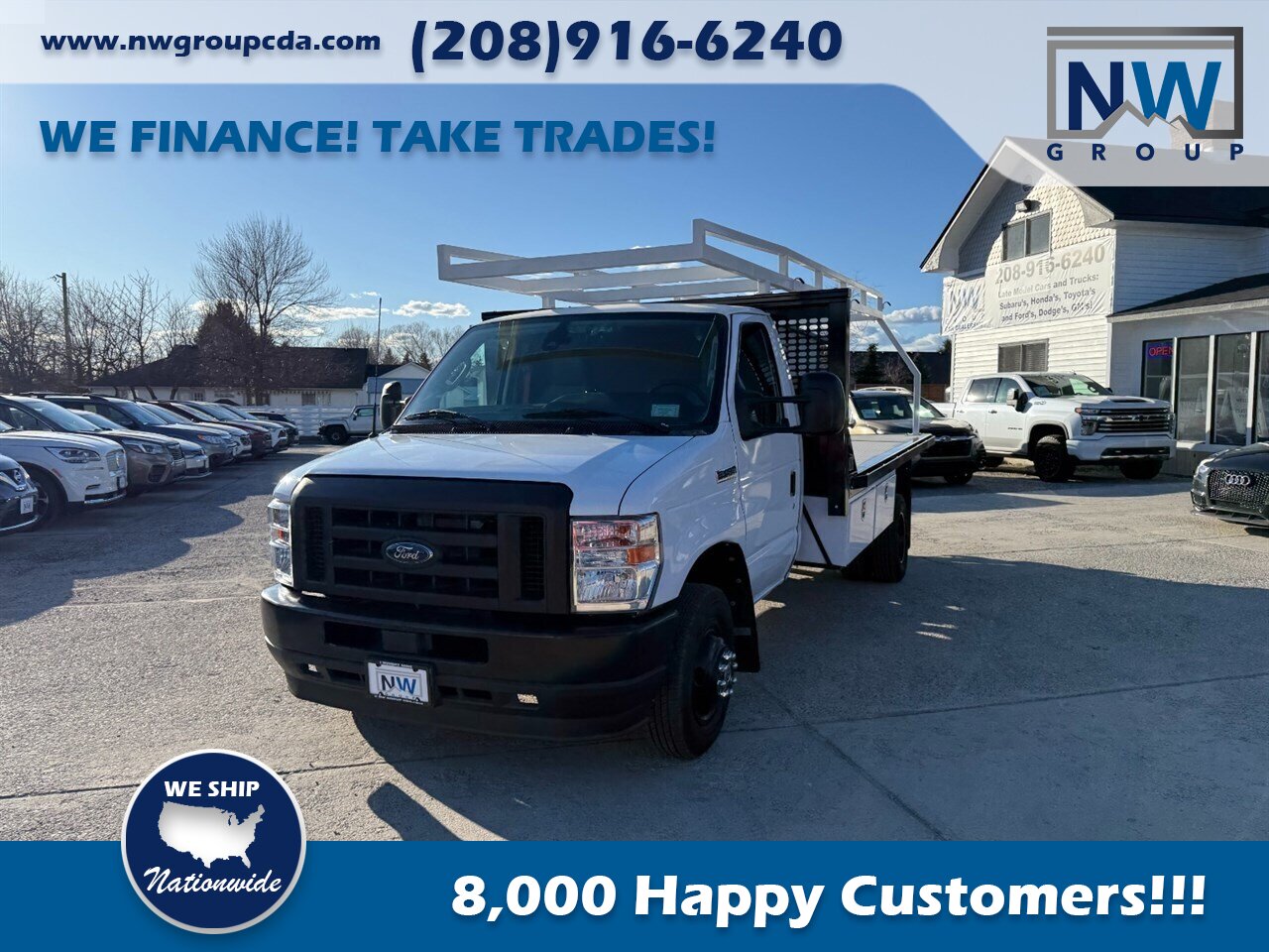 2022 Ford Commercial E450 14' CM Flat Bed. Brand New! 7.3L V8! Utility Rack with Back Up Camera, - Photo 3 - Post Falls, ID 83854
