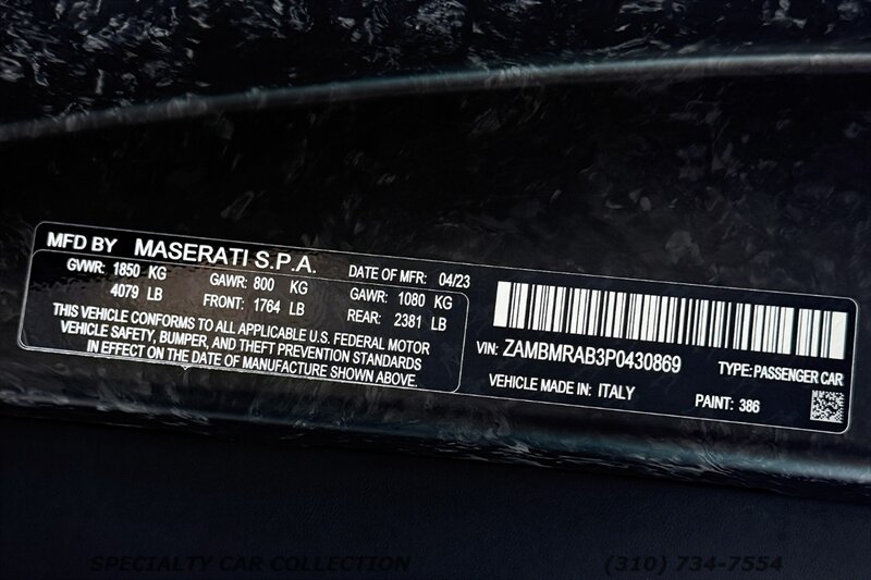 2023 Maserati MC20 Coupe Speciale   - Photo 34 - West Hollywood, CA 90069