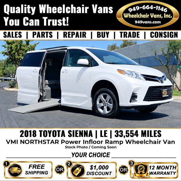 2018 Toyota Sienna LE Mobility Wheelchair Van   - Photo 1 - Laguna Hills, CA 92653