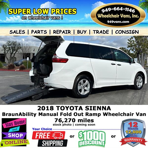 2018 Toyota Sienna L 7-Passenger Wheelchair Van   - Photo 1 - Laguna Hills, CA 92653