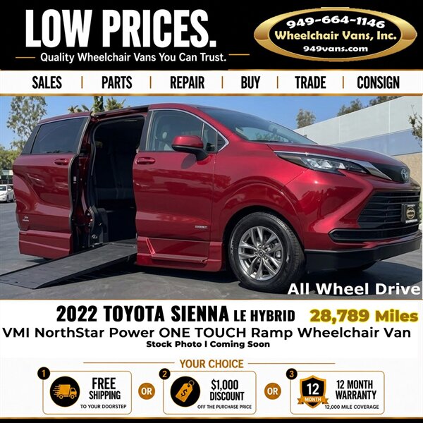 2022 Toyota Sienna LE Wheelchair Van   - Photo 1 - Laguna Hills, CA 92653